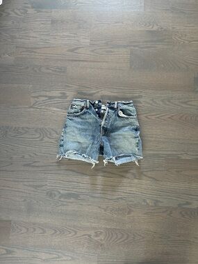 Agolde Frayed Cut-Off Denim Shorts - Blue